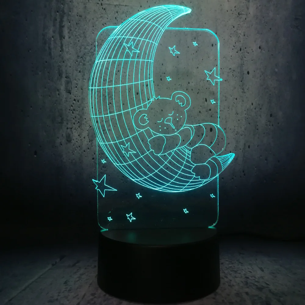 Мультяшный пиво сон на Луне 3D USB Светодиодная лампа Декор детской комнаты детский
