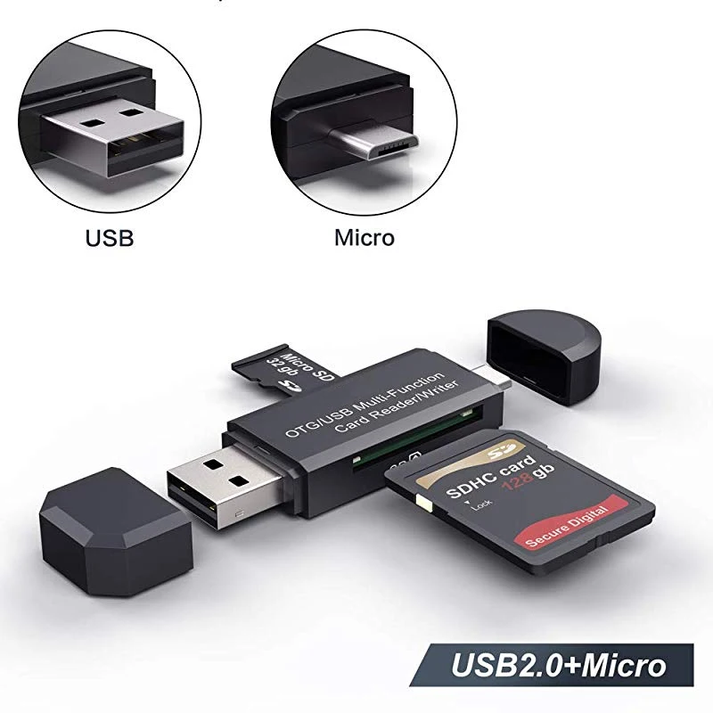 USB 2.0 Micro USB Устройство для чтения карт памяти SD USB 3,0 устройство для чтения карт USB адаптер type C Micro TF/SD устройство для чтения карт памяти флэш-накопитель адаптер 3 в 1 OTG кардридер - Цвет: USB 2.0 Micro USB