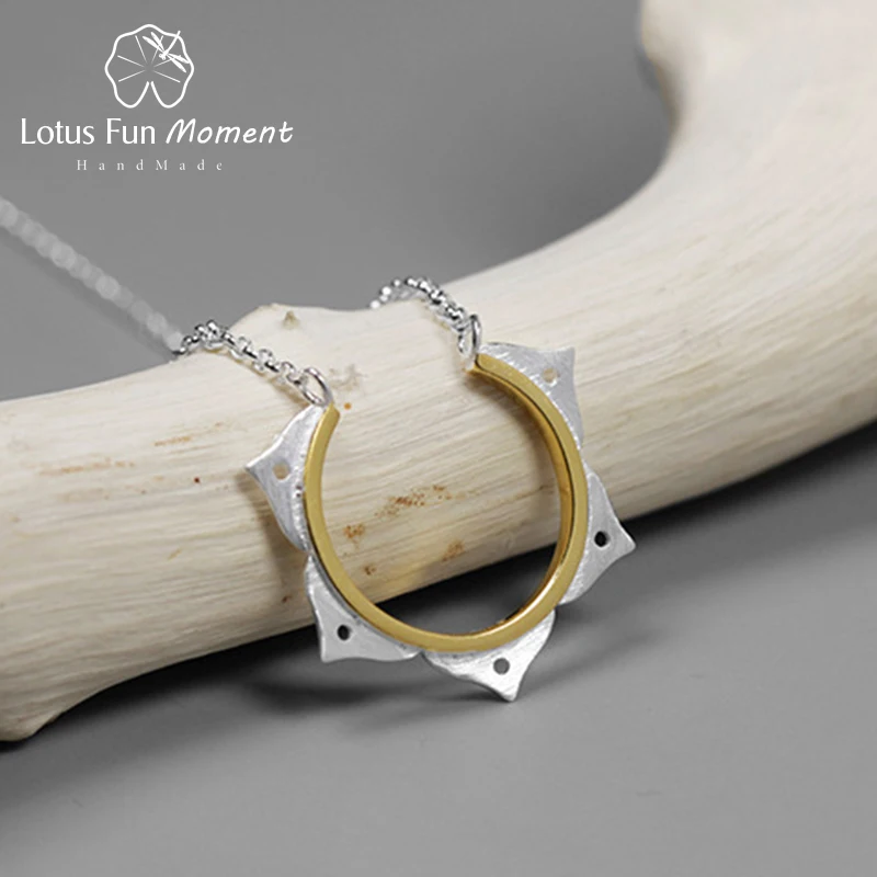 Lotus Fun Moment Real 925 Sterling Silver Designer Fashion Jewelry Creative Minimalist Flower Necklace for Women|Ожерелья| |