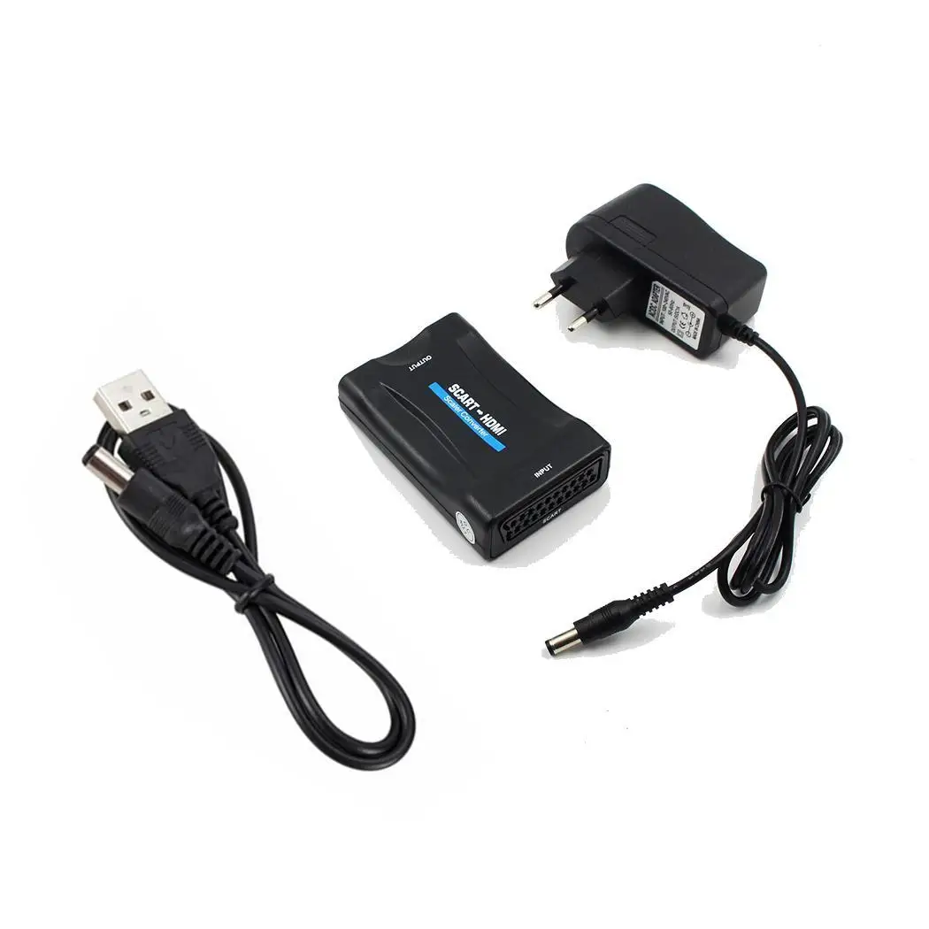 1080p HDMI к SCART Аудио Видео 3 Вт конвертер переключает формат вывода CVBS. С адаптером USB
