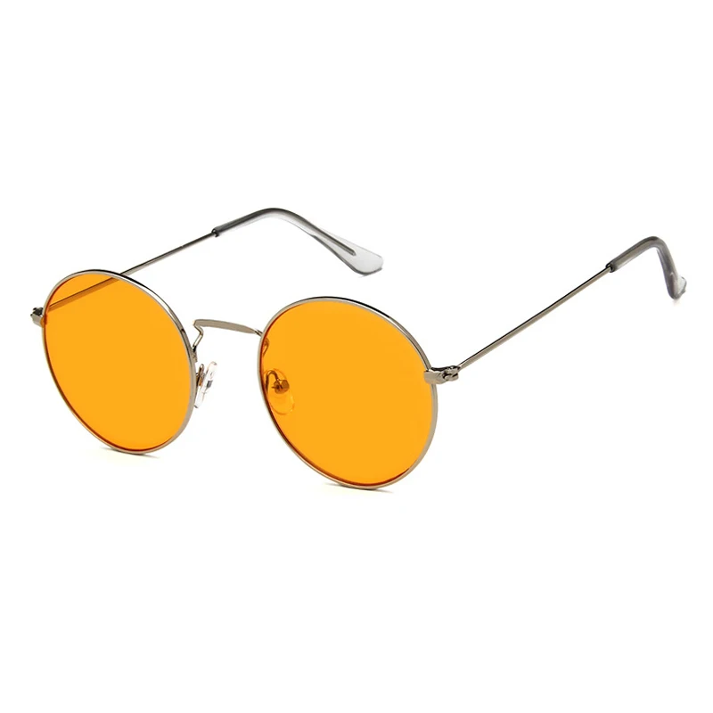 Gold Orange Elbru женские солнцезащитные очки винтажные брендовые дизайнерские классические круглые солнцезащитные очки для женщин и мужчин сплав Oculos De Sol черный розовый красный - Цвет линз: Gold Orange