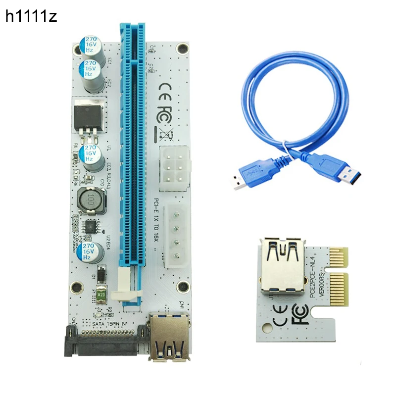 Новинка PCI-E Riser 008 Express 1X 4x 8x 16x расширитель PCI E USB 008S адаптер SATA 15pin для биткоина