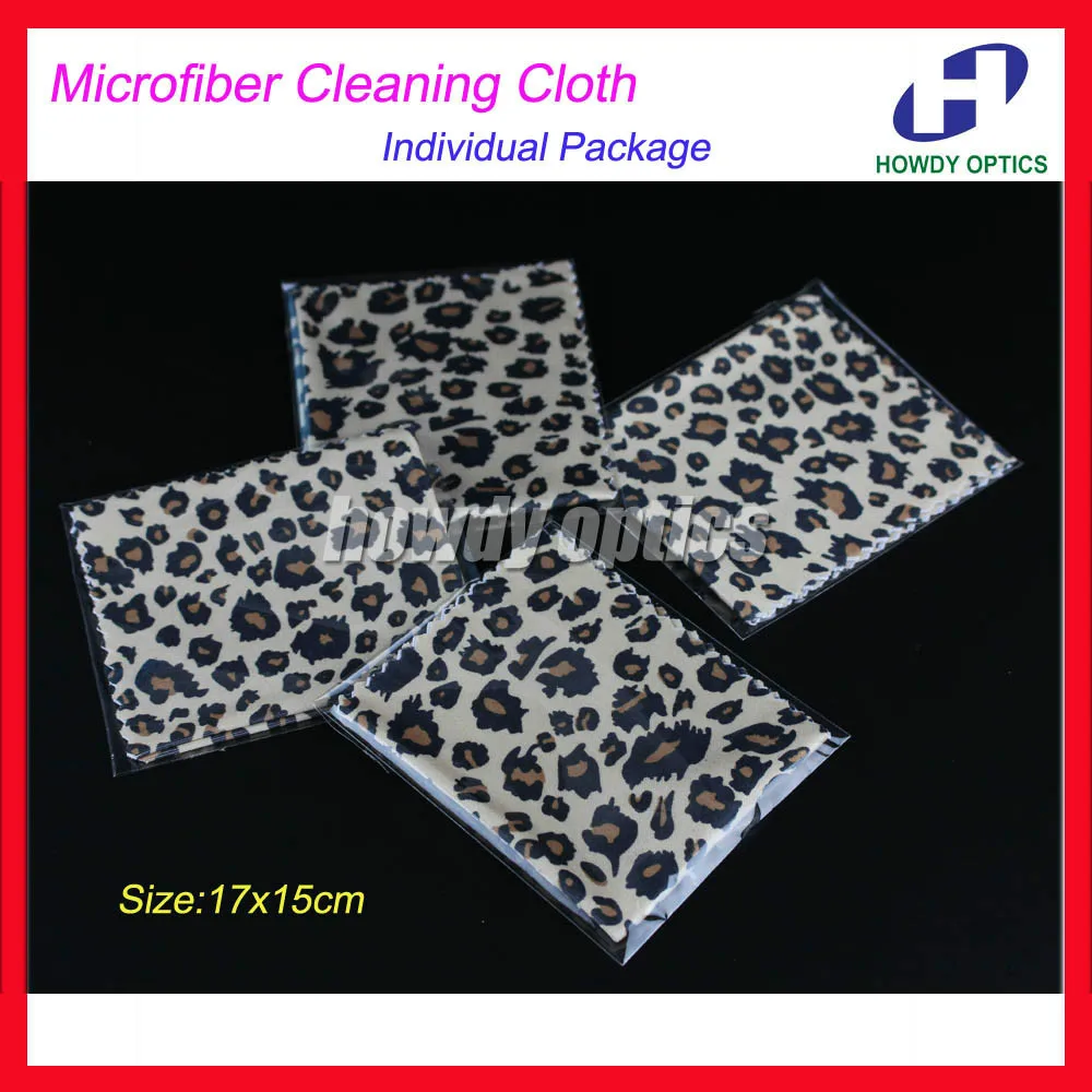 

Free Shipping 20pcs/lot Individual Packing eyeglass glasses leopard painting microfiber cleaning cloth 17x15cm
