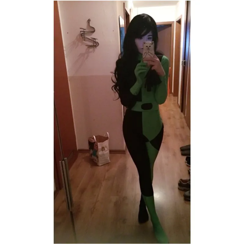 Женский костюм супер злодей Kim возможные Shego на Хэллоуин для взрослых и детей
