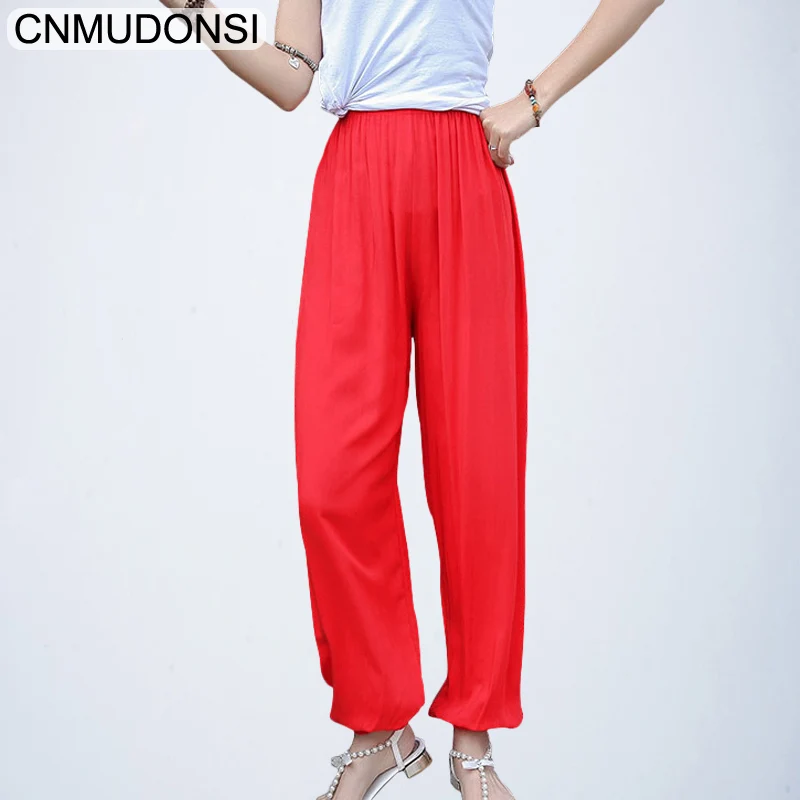 Мешковатые штаны для женщин Большие размеры Для брюки 2019 Лето Сплошной Цвет