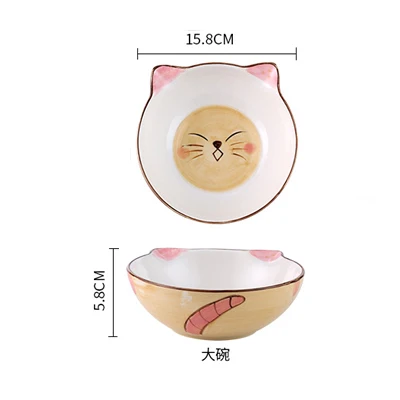 Yellow 6 inch bowl Японская и Корейская креативная керамическая тарелка для завтрака и стейка, детская тарелка с фруктами, ручная роспись, блюдо с животными, мультяшная миска, набор посуды - Цвет: Yellow 6 inch bowl