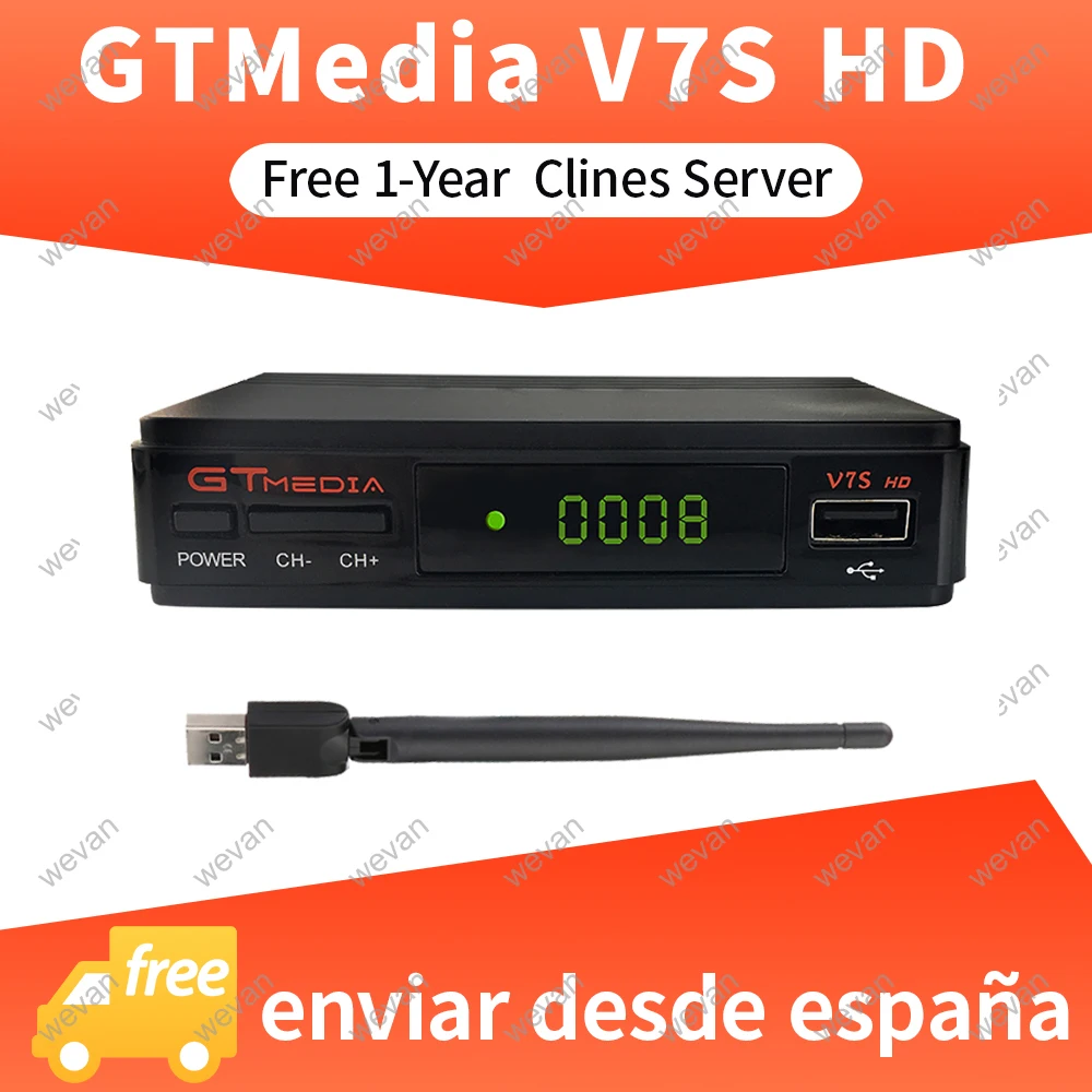 1 год Европа Clines сервер DVB S2 Freesat V7S спутниковый HD декодер + USB WiFi 1080P параболический