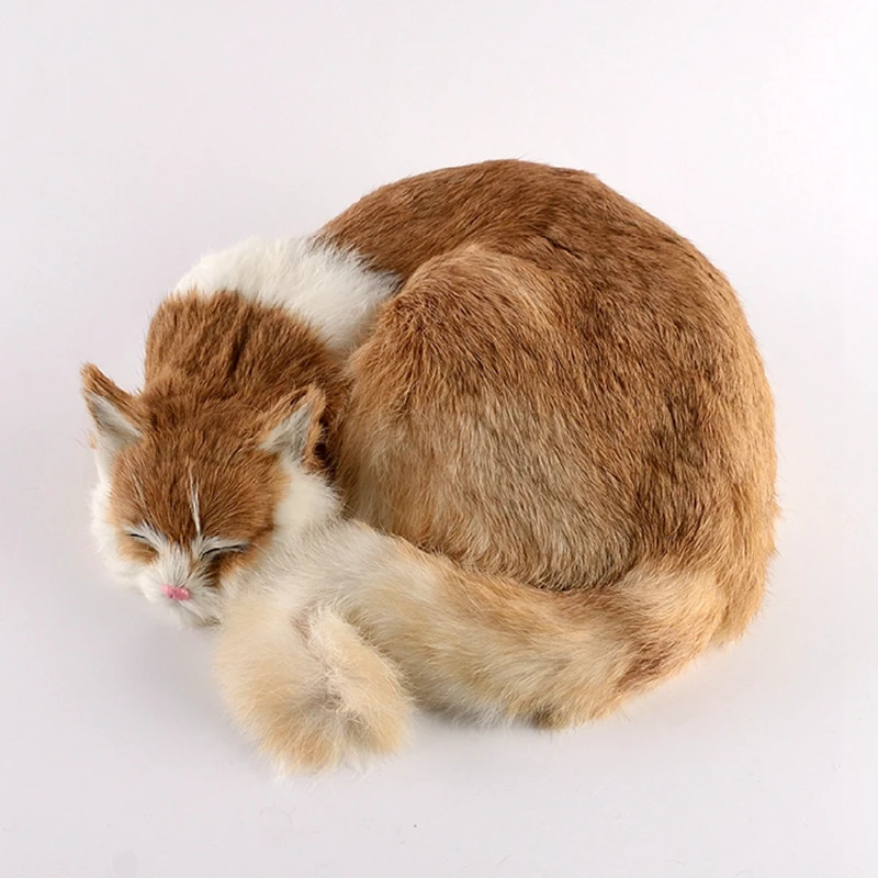 Реалистичное животное лежа кошка моделирование плюшевых игрушек мини кошки игрушка для домашних животных украшение автомобиля подарок 29x30x10 см DY80044