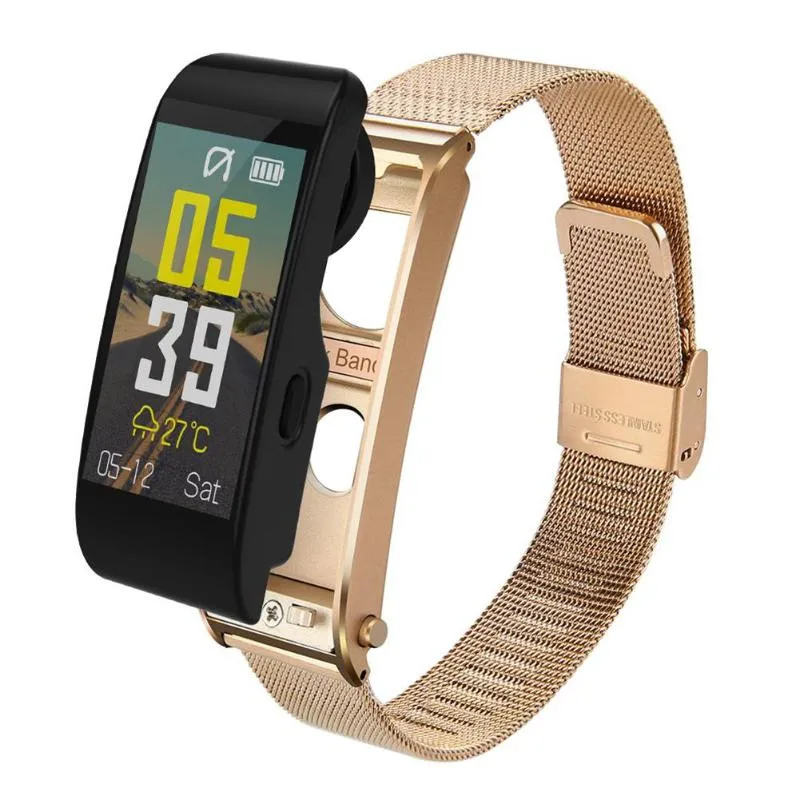 Gold Steel Умные часы Y6 с Bluetooth, громкая связь, вызов, музыкальный плеер, спортивный браслет, гарнитура, фитнес-трекер, пульсометр, умные браслеты - Цвет: Gold Steel