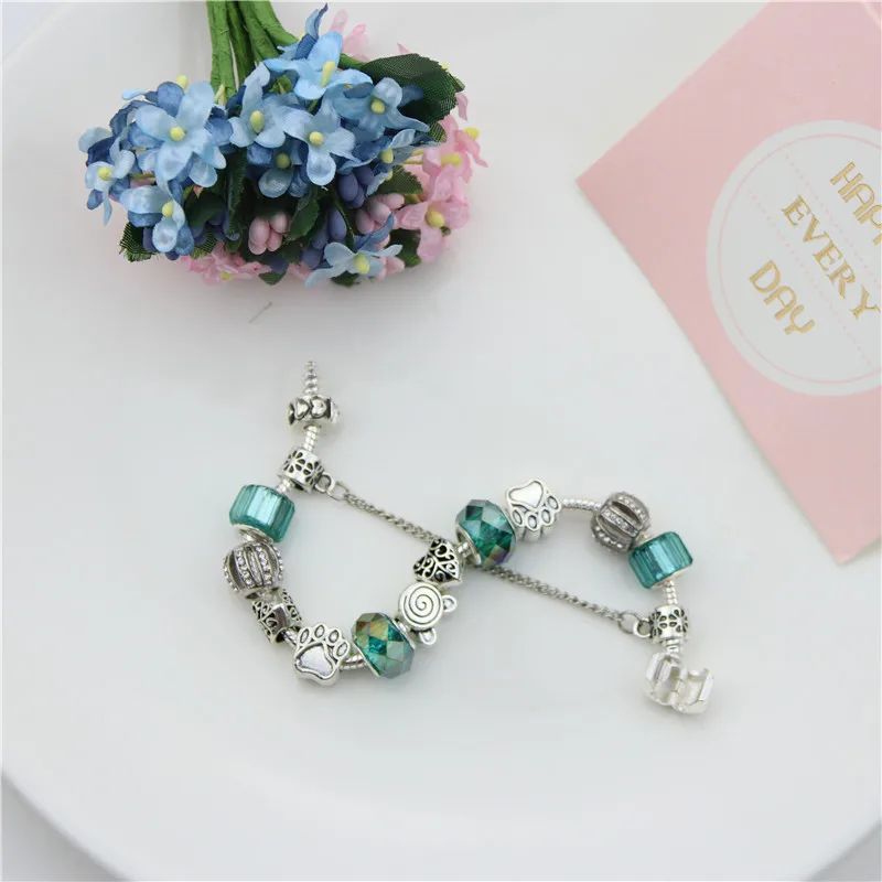 Зеленый персик цветные стеклянные бусины DIY модные милые Элегантные