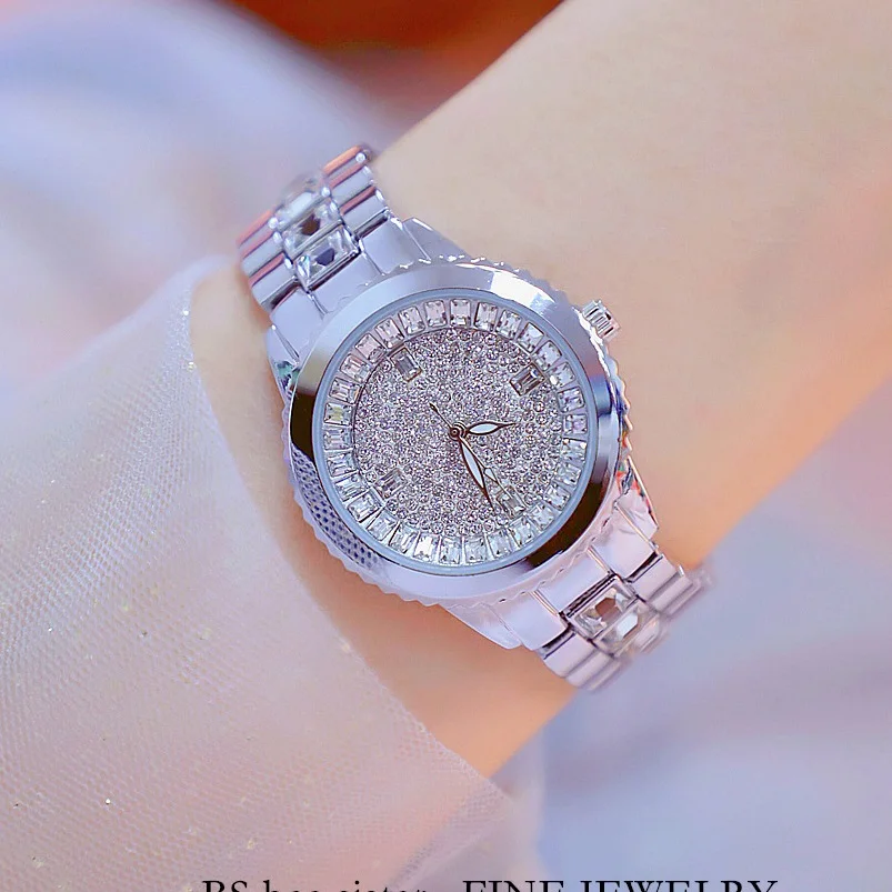 

BS известный бренд, женские часы с бриллиантовым циферблатом, ЖЕНСКИЕ НАРЯДНЫЕ часы, модные кварцевые часы с золотым браслетом, часы Zegarek Damski