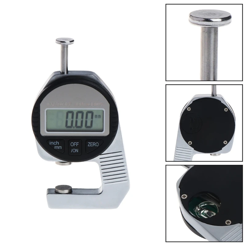 

0.01MM LCD Digital Thickness Gauge Thickness Measuring Tool Paper Leather Cloth Thickness Gauge Range 0-12.7mm Micrometer