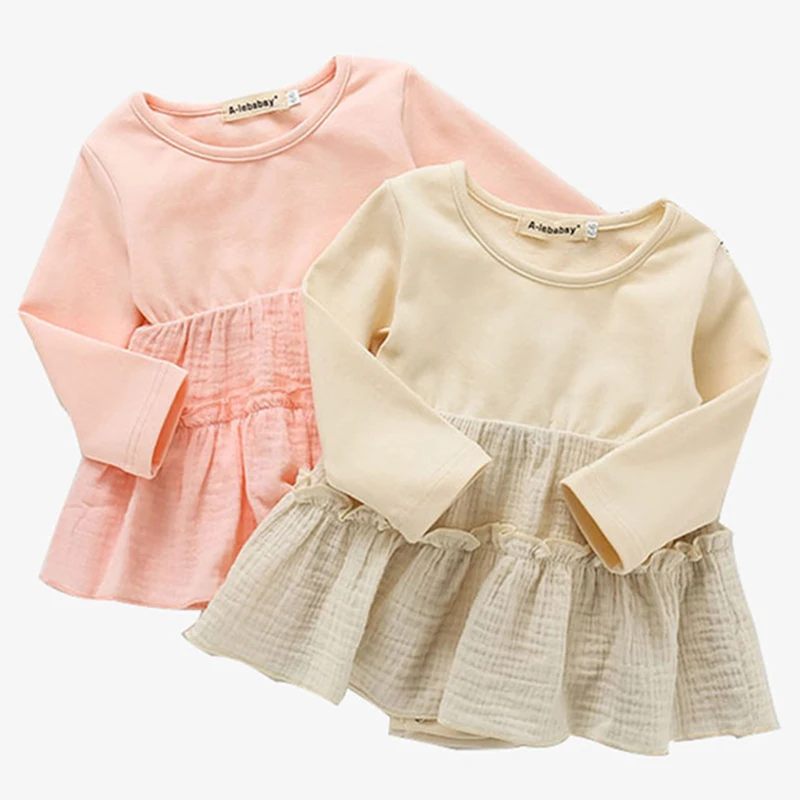 Новинка 2019 одежда для маленьких девочек комбинезоны с круглым вырезом сезон