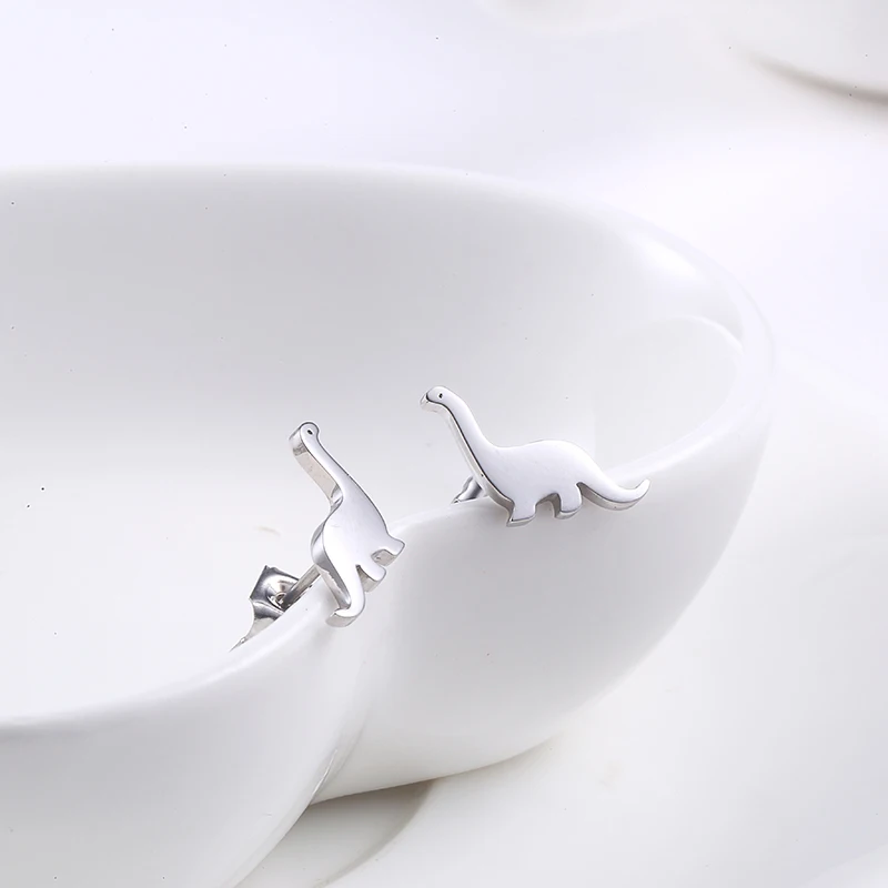 Модные Изящные маленькие серьги-гвоздики в виде дракона от RIR серебряные розовые