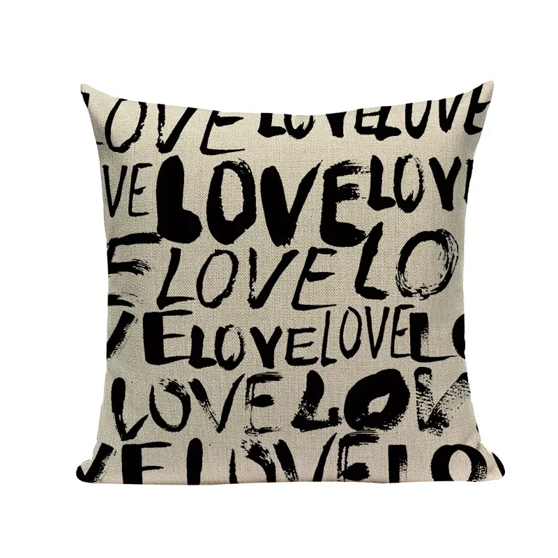 Весенние наволочки черный белый чехол для подушки с буквами Декоративные Sofahome