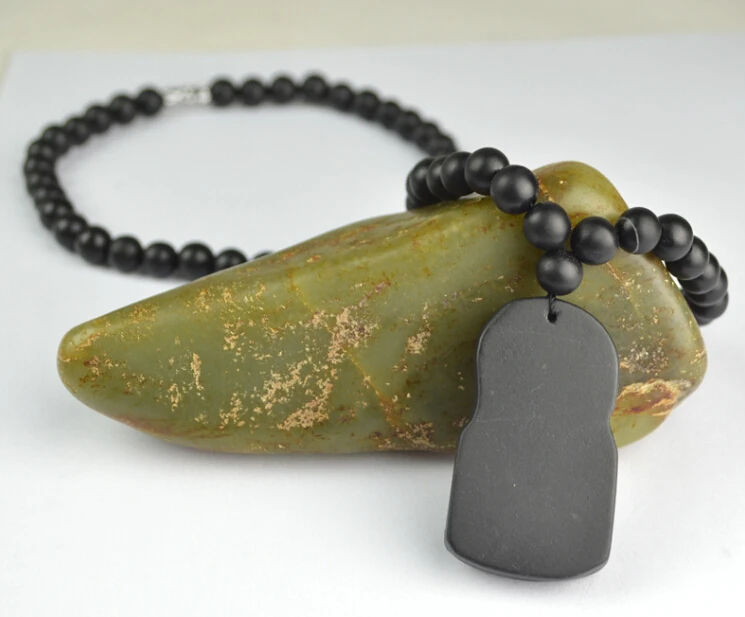 Guan Yu Bian Stone Bianshi Black колье резной каменный массажер традиционный инструмент для