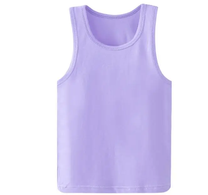 purple Летнее Детское нижнее белье, жилет для девочек и мальчиков, конфетного цвета, без рукавов хлопковые майки, Детские Блузы с бретелями, одежда для детей - Цвет: purple