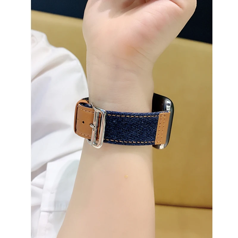 Ткань и натуральная кожа ремешок для apple watch, ремешок 42 мм, 38 мм, Версия 44 мм 40 мм apple watch 5/4/3/2/1 браслет wristbelt аксессуары