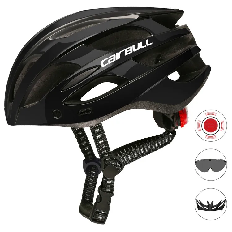 black with 1 lens Светильник Cairbull, велосипедный шлем со съемным козырьком, очки для велосипеда, задний светильник, встроенные шлемы для горной дороги, MTB, 226 г - Цвет: black with 1 lens
