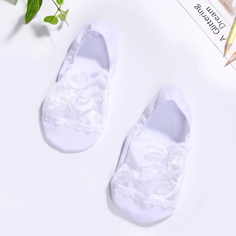 white Новые популярные модные женские кружевные хлопковые шелковые короткие носки с цветочным принтом короткие носки с кристаллами и низким вырезом невидимые следки - Цвет: white