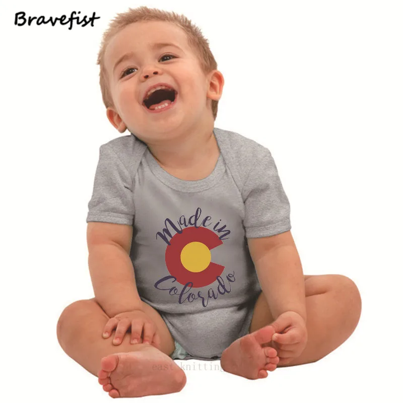 

Summer Baby Bodysuits 0-24Months New Fashion Kids Jumpsuits Children Clothes For Boys Girls MADE IN COLORADO Letters Outfits