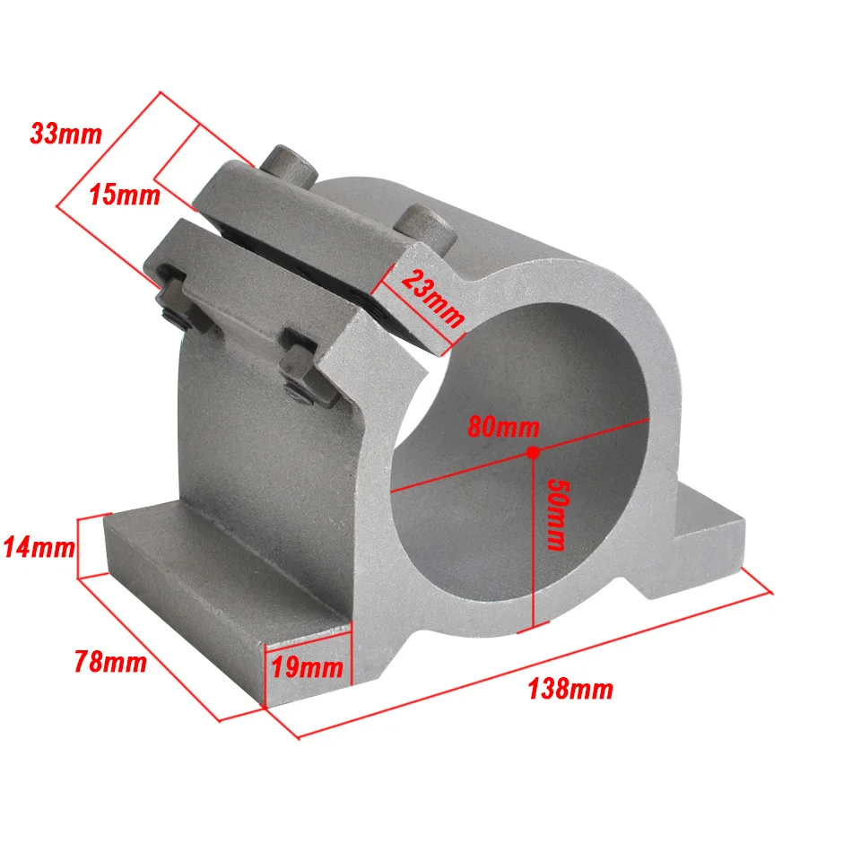 65MM Spindle Clamp 80MM Mounting Bracket Holder With Screws For 800W 1.5KW 2.2KW CNC Spindle Motor Engraver Machine - Цвет: 80MM Clamp