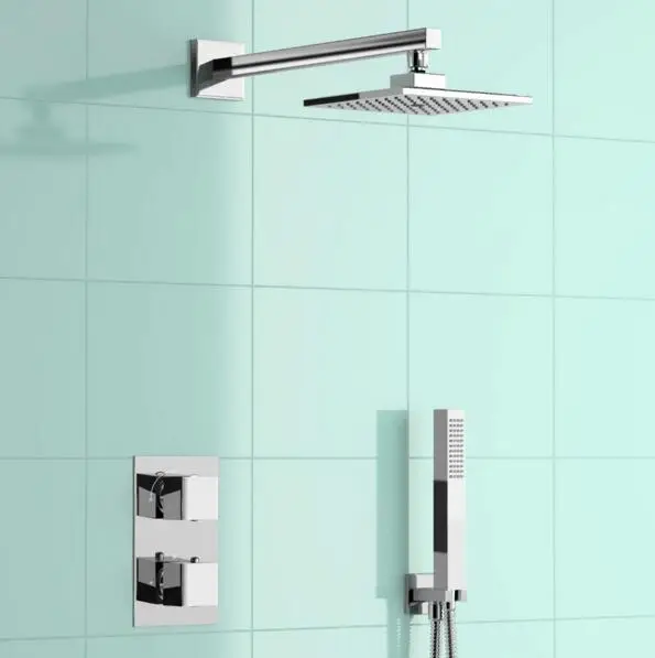 Круглая 8 дюймовая латунная квадратная душевая лейка с настенным креплением для