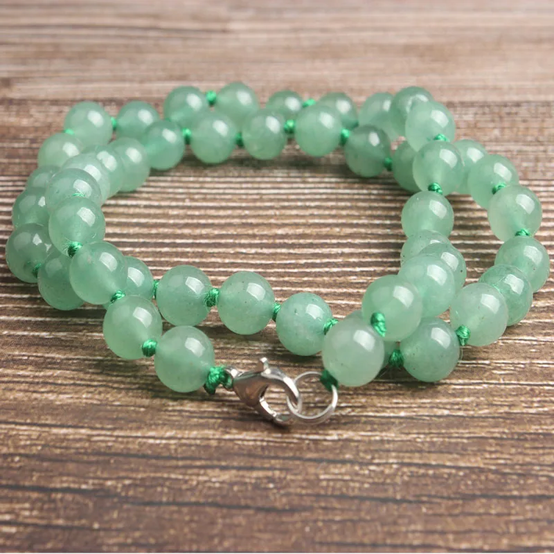 green aventurine Lan Li 8 мм, модные натуральные ювелирные изделия, застежка-карабин, свободные бусины, сделай сам, женский браслет, ожерелье, серьги-гвоздики, аксессуары - Окраска металла: green aventurine