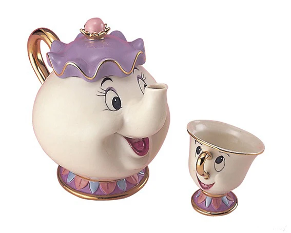 Красивый и чудовище позолоченный керамический чайник чашка Миссис Поттс