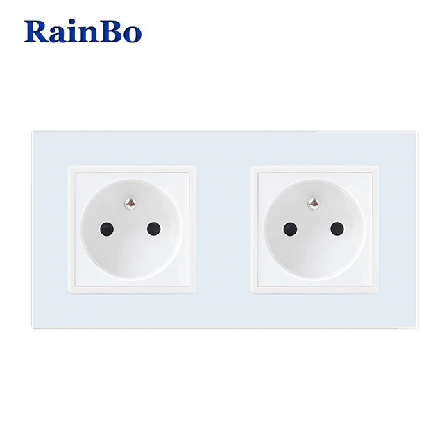 RainBo Wall-Франция Силовая розетка стеклянная панель AC250V-Wall мощность-умная розетка-настенная розетка-производство A28F8FW/B - Цвет: White
