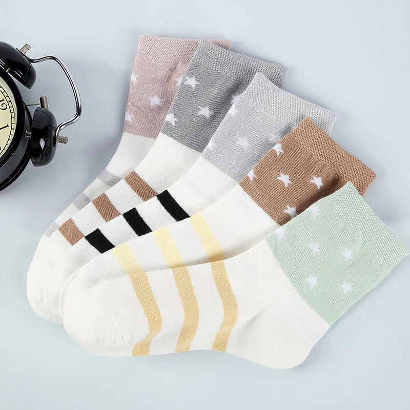 5 пар носков для женщин модные повседневные полосатые простые милые дышащие