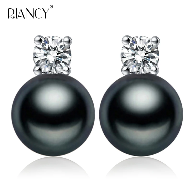 black pearl Earrings Новая мода 925 стерлингового серебра серьги из натурального пресноводного жемчуга, хорошее ювелирное изделие, подарки для Для женщин белый/розовый/фиолетовый/черный/серый - Цвет камня: black pearl Earrings