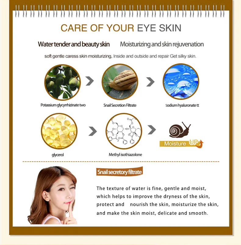 OneSping Snail Cream Nourishing Anti Wrinkle+Gold Eye Cream Removal Dark Circles Eye Bag Repair Moisturizing Faical Skin Care