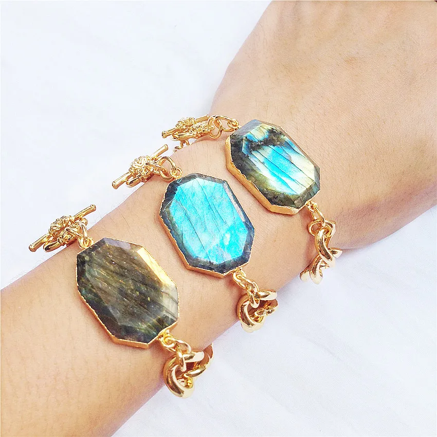 Браслет из камня для женщин большой модный браслет лабрадора качественный