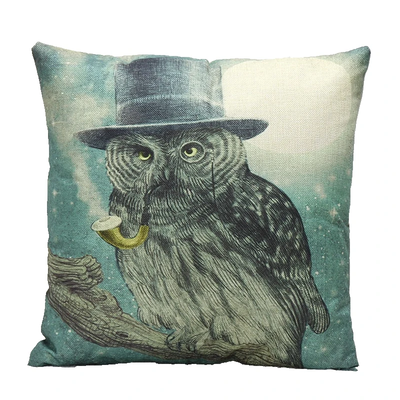 Новый чехол для подушки с принтом Совы и шляпы наволочка из хлопка льна | Дом сад