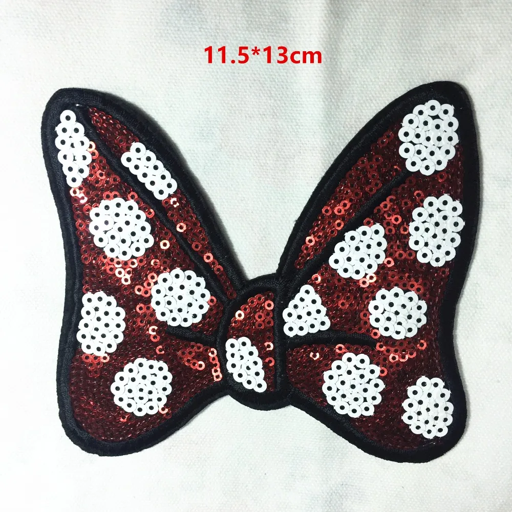 Горячая Распродажа железная нашивка с красным бантом 2 шт. аппликация для одежды