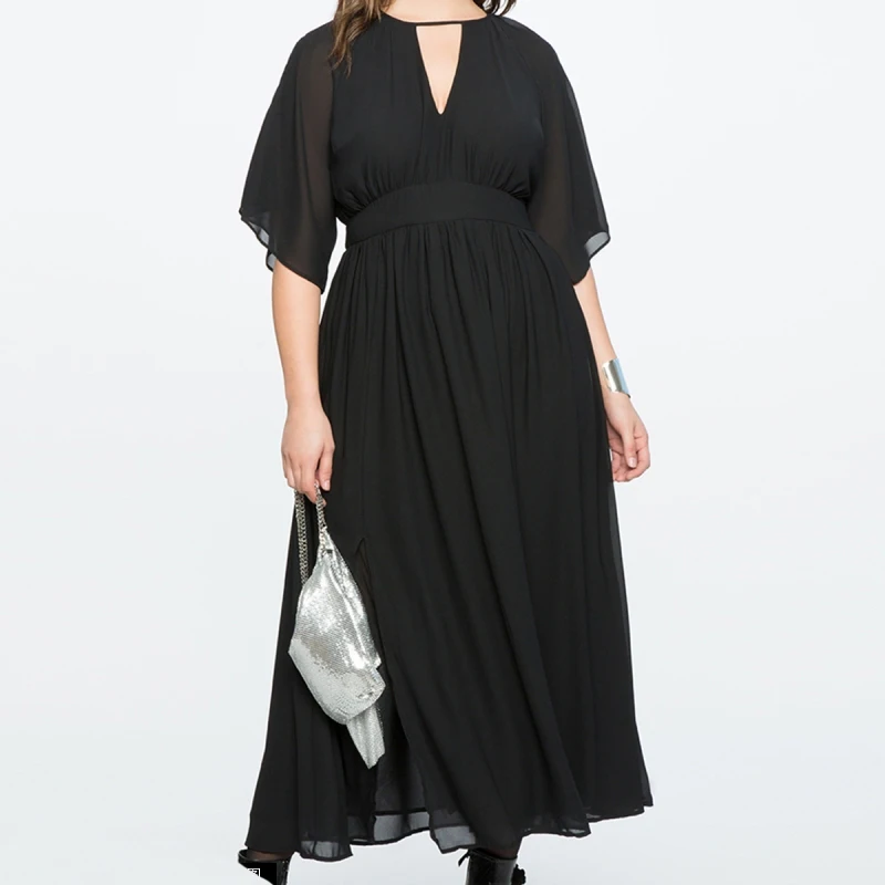 7XL 6XL шифон Для женщин летнее платье 2018 плюс Размеры офисные Стиль Высокая Талия