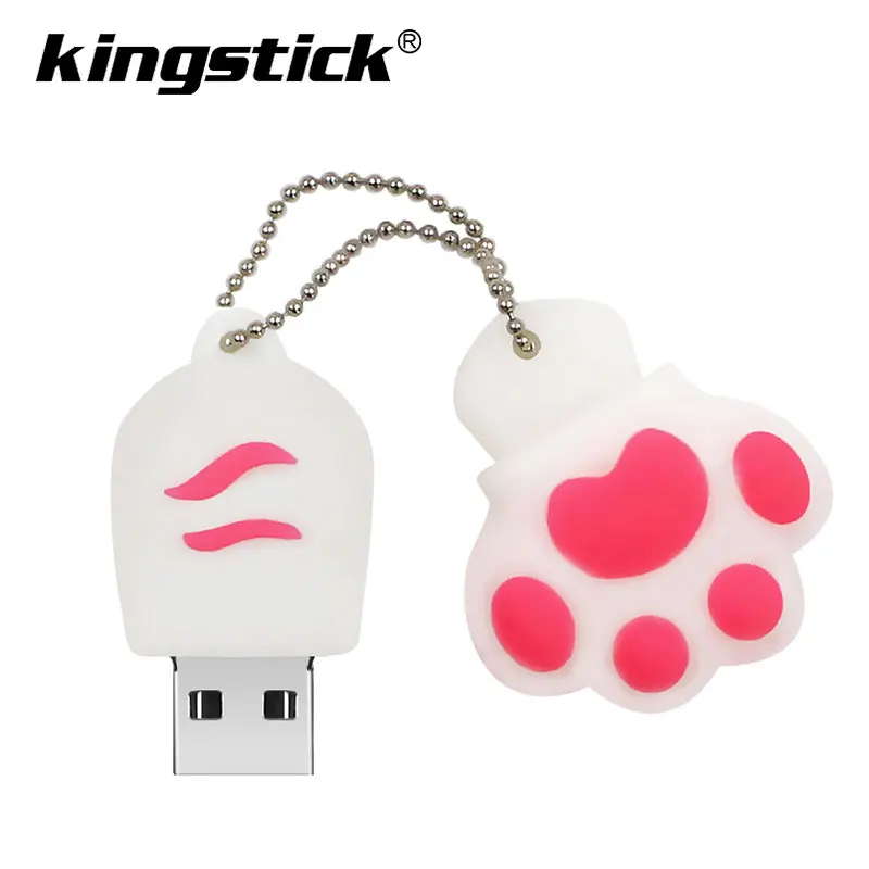 white Cute Cat Claw USB Flash Drive 7 colors Pen driv Stick 4GB 8GB 16GB 32GB 64GB Memory Sticks best gift Pen Drive Flash U disk - Color: white
