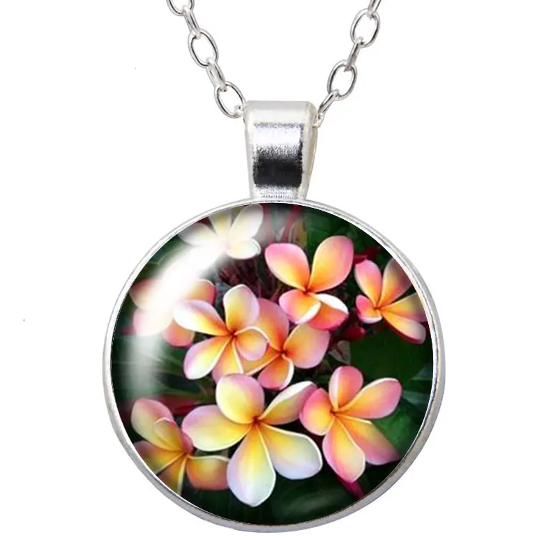 Круглое ожерелье с подвеской в виде РАСТЕНИЯ лаванды лотоса плюмерии 25 мм