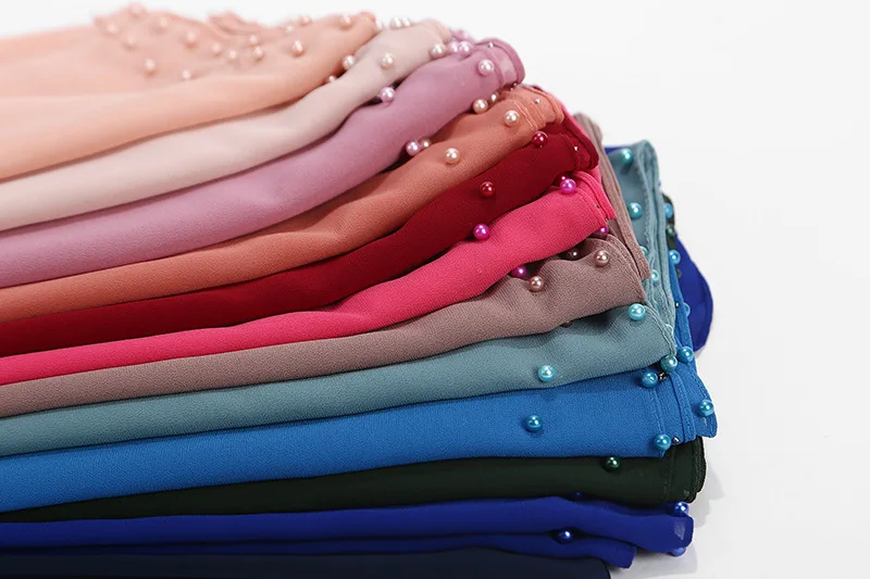 

Nice Colour Pearl Scarf Solider Color Quality Bubble Chiffon Scarf Plain Shawls Hijab Muslim Women Head Scarf 20 color 180*75cm