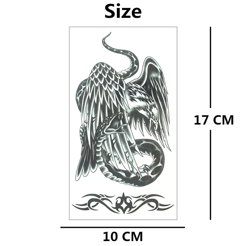 SHNAPIGN Hawk змея битва Временные татуировки боди арт флэш тату наклейки 17*10 см
