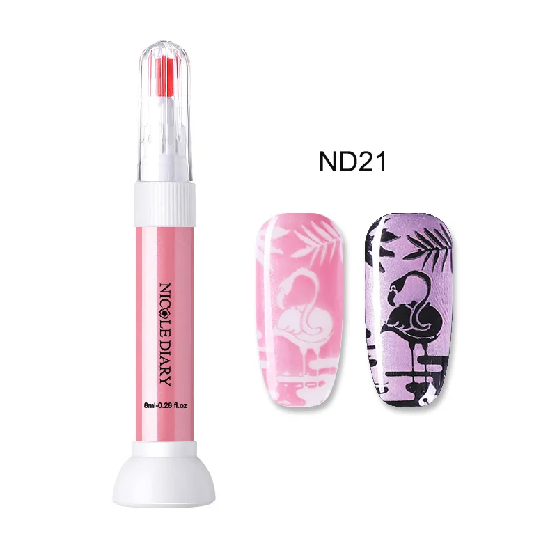 8ml ND021 NICOLE DIARY 8 мл два в одном лак для ногтей штамповка лак для ногтей для пластины черный белый лак для печати Vernis праймер - Цвет: 8ml ND021