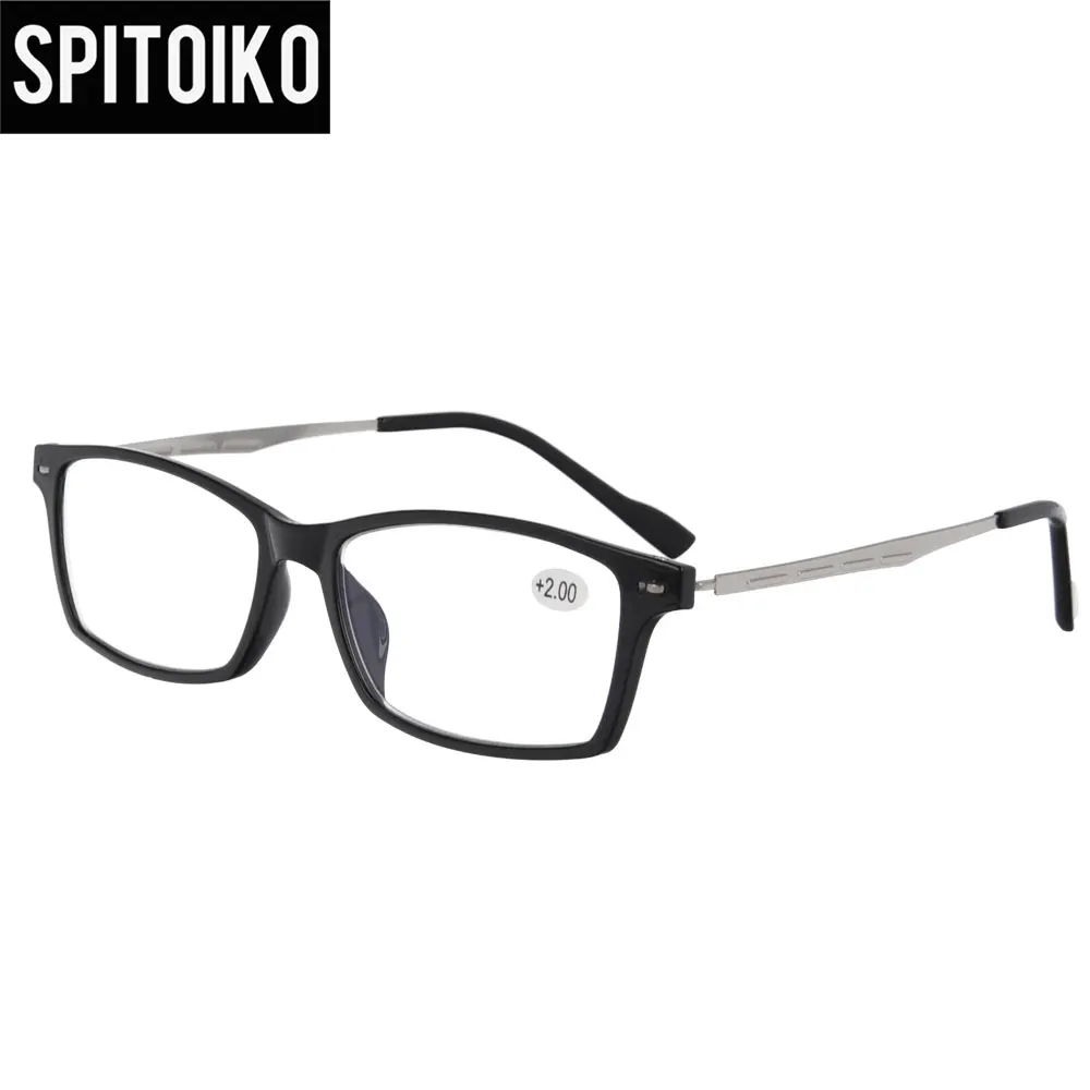 

SPITOIKO TR90 Optical Frame Anti-blue Reading Glasses Metal Temple Eyeglasses For Unisex +100~+400 6803