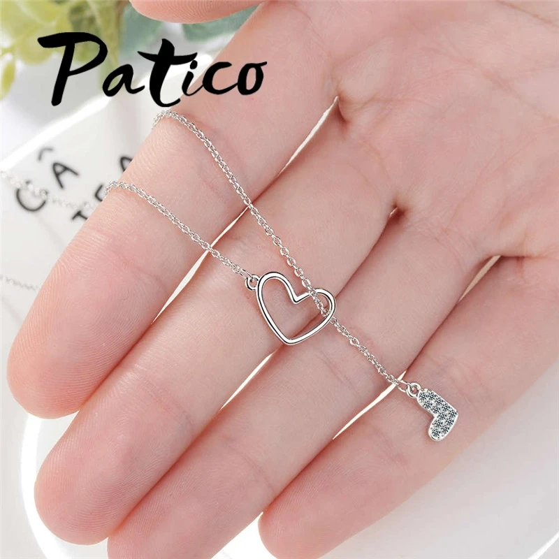 

Top Quality New Hearts Design Jewelry Accessory Necklace Pendant For Women Fashion 925 Sterling Silver Two CZ Hearts Necklaces