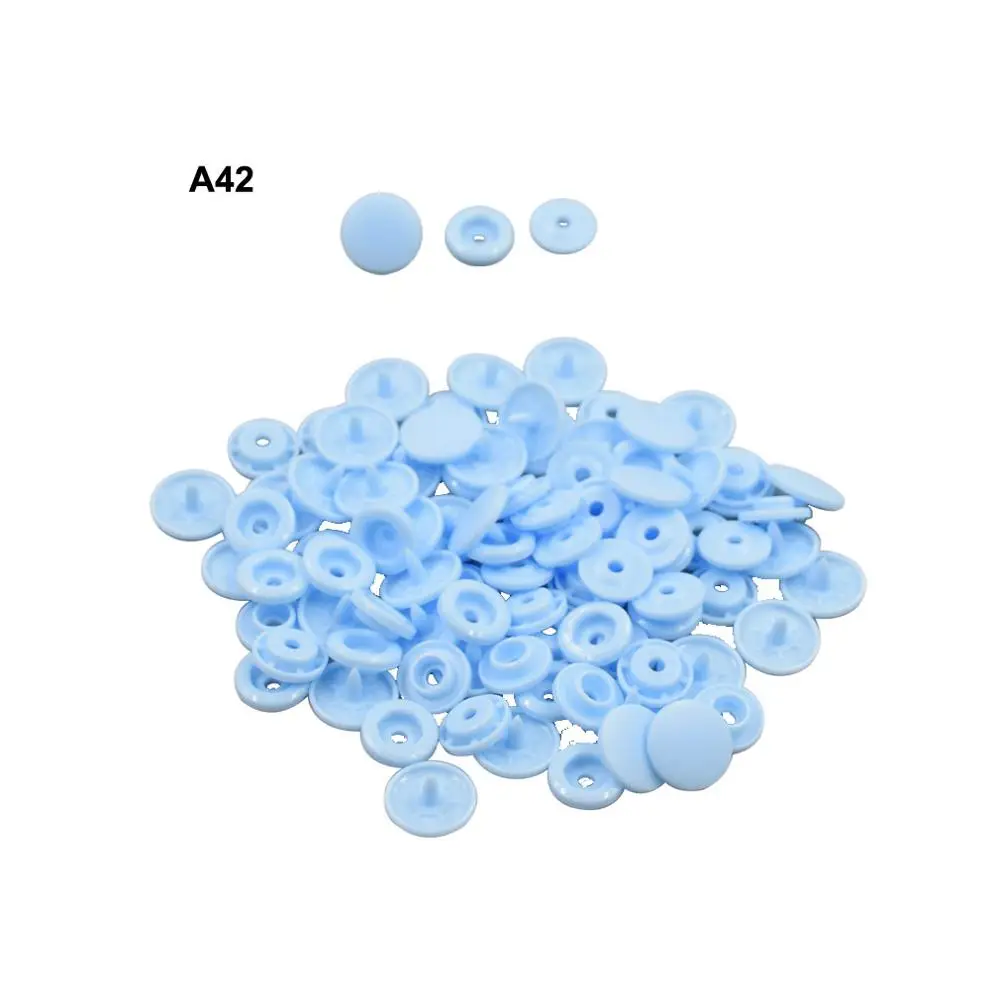 dusty blue-A42-matt Пластиковые защелкивающиеся крепежи T5 12 мм 200/1000 Наборы KAM пришить пластиковая защелка Кнопка Размер 20 круглый для Пошив швейной ткани детский нагрудник - Цвет: dusty blue-A42-matt