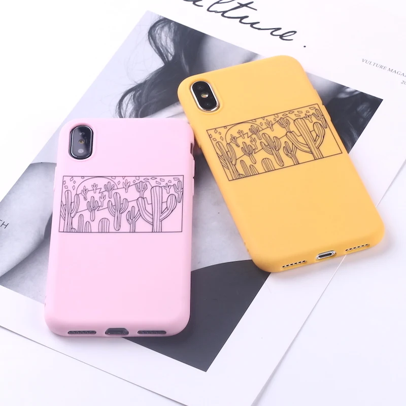 

Cute Cactus Half Wine Positive Pink Girl Memes Soft Silicone Candy Case Coque For iPhone 11 Pro Max 12 8 8Plus X XS Max 7 7Plus