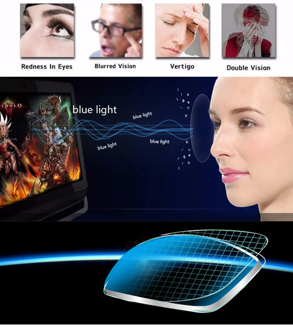 Очки VEGA, Овальные, синий светильник, очки для компьютера, металлические, мужские, женские, синие очки, лучшие игровые очки VG246