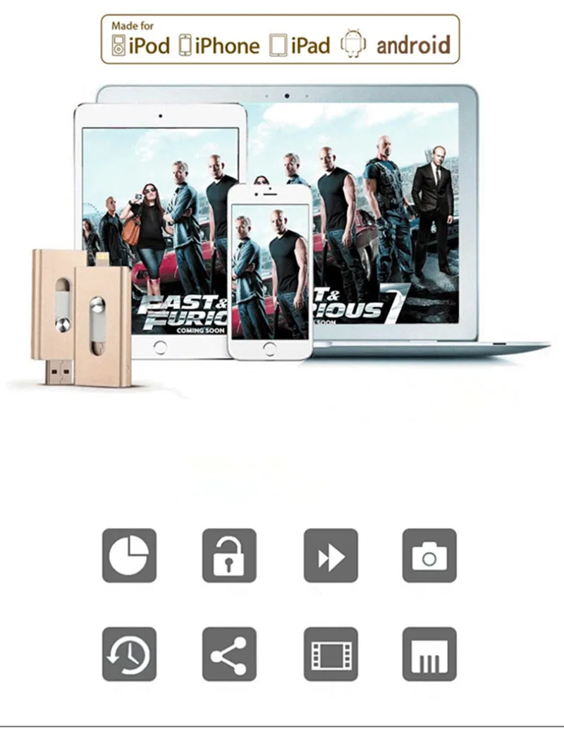 Richwell USB флэш-накопитель для iPhone X/8/7/7 Plus/6 Plus/6s/5/SE/ipad OTG флеш-накопитель HD флеш-накопитель 8 Гб оперативной памяти, 16 Гб встроенной памяти, 32 ГБ, 64 ГБ, 128 ГБ флеш-накопитель