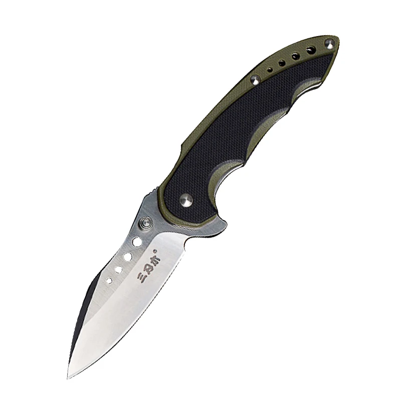 Sanrenmu 7078 складной нож 12C27 лезвие G10 ручка 58HRC хороший edc инструмент для кемпинга, охоты, туризма, приключений и домашнего использования - Цвет: black-green