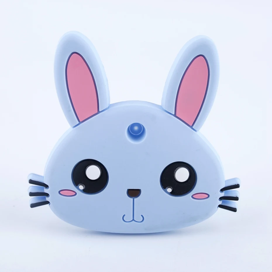 rabbit blue 1 шт., силиконовый Прорезыватель для зубов, детский прорезыватель, мороженое, мятный кулон, жевательные силиконовые с бисером, браслет, детский Прорезыватель без бисфенола - Цвет: rabbit blue